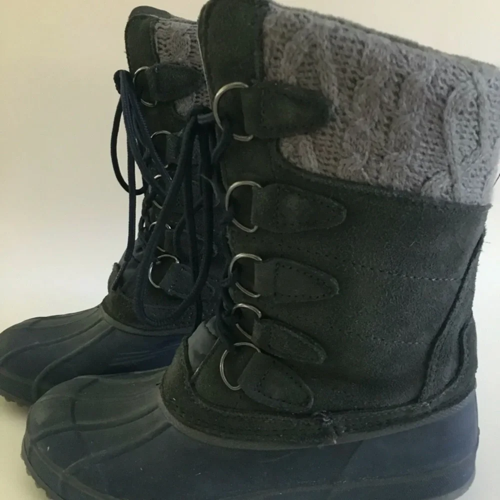 Khombu Snow Boots Shoes Size 6 Gray Blue Waterproof